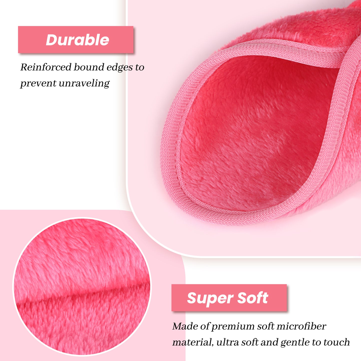 HealAge 15 Pack Makeup Remover Cloth, Microfiber Reusable Makeup Remover Pads, Washable Facial Cleansing Cloth for All Skin Types,6x6 Inch,Pink