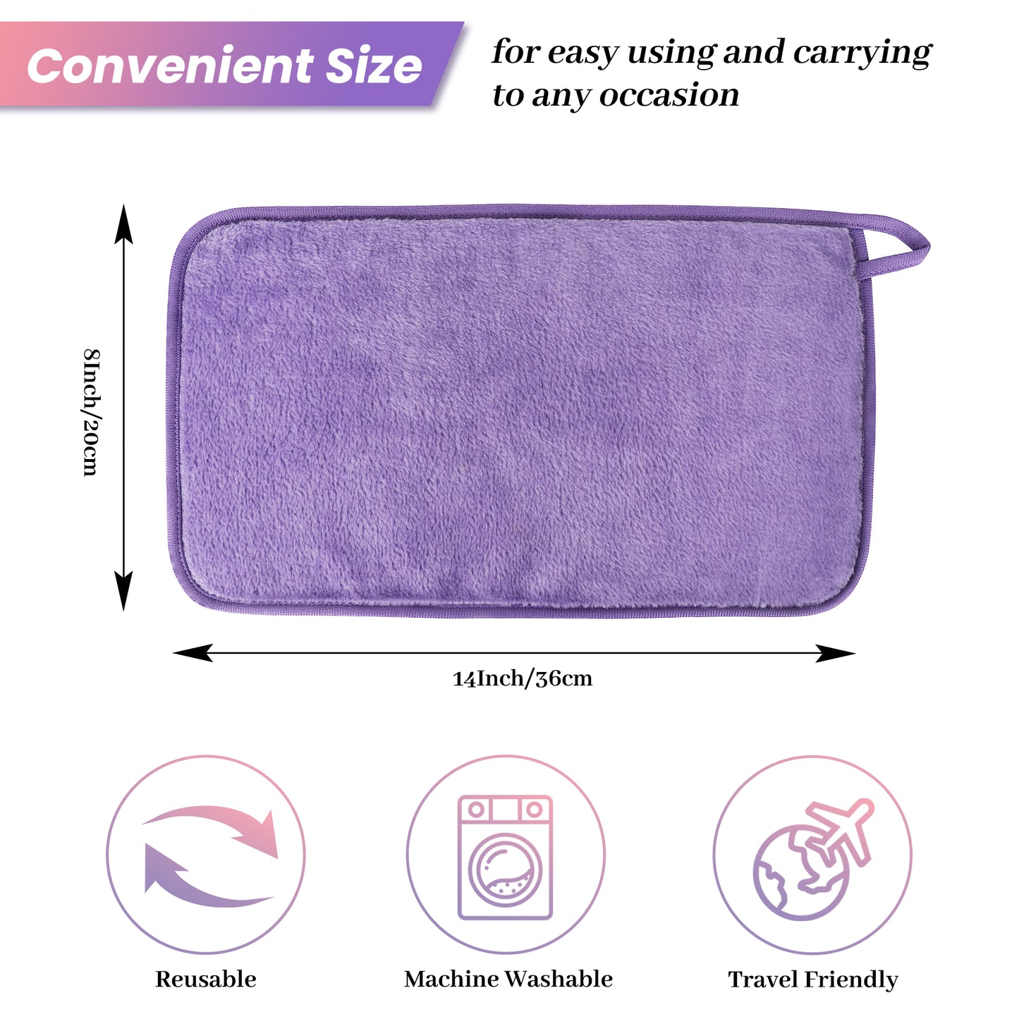 HealAge 8 Pack Reusable Makeup Remover Cloth,14x8Inch Ultra Soft Makeup Remover Towels,Microfiber Facial Cleansing Cloths 4 Colors-Purple Pink Blue Gray