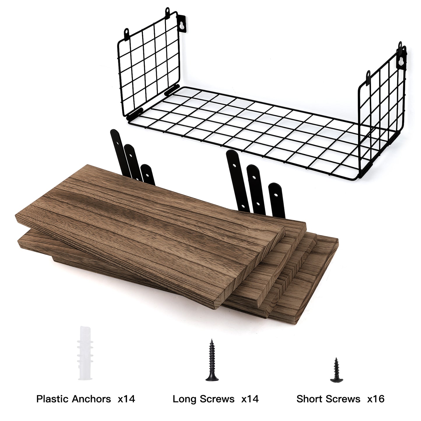 HealAge Bathroom Floating Shelves for Wall Decor and Organizer,Bathroom Shelves Over Toilet with Wire Storage Basket,Wall Mounted Wood Shelves for Bathroom, Bedroom,Living Room,Kitchen,Dark Brown