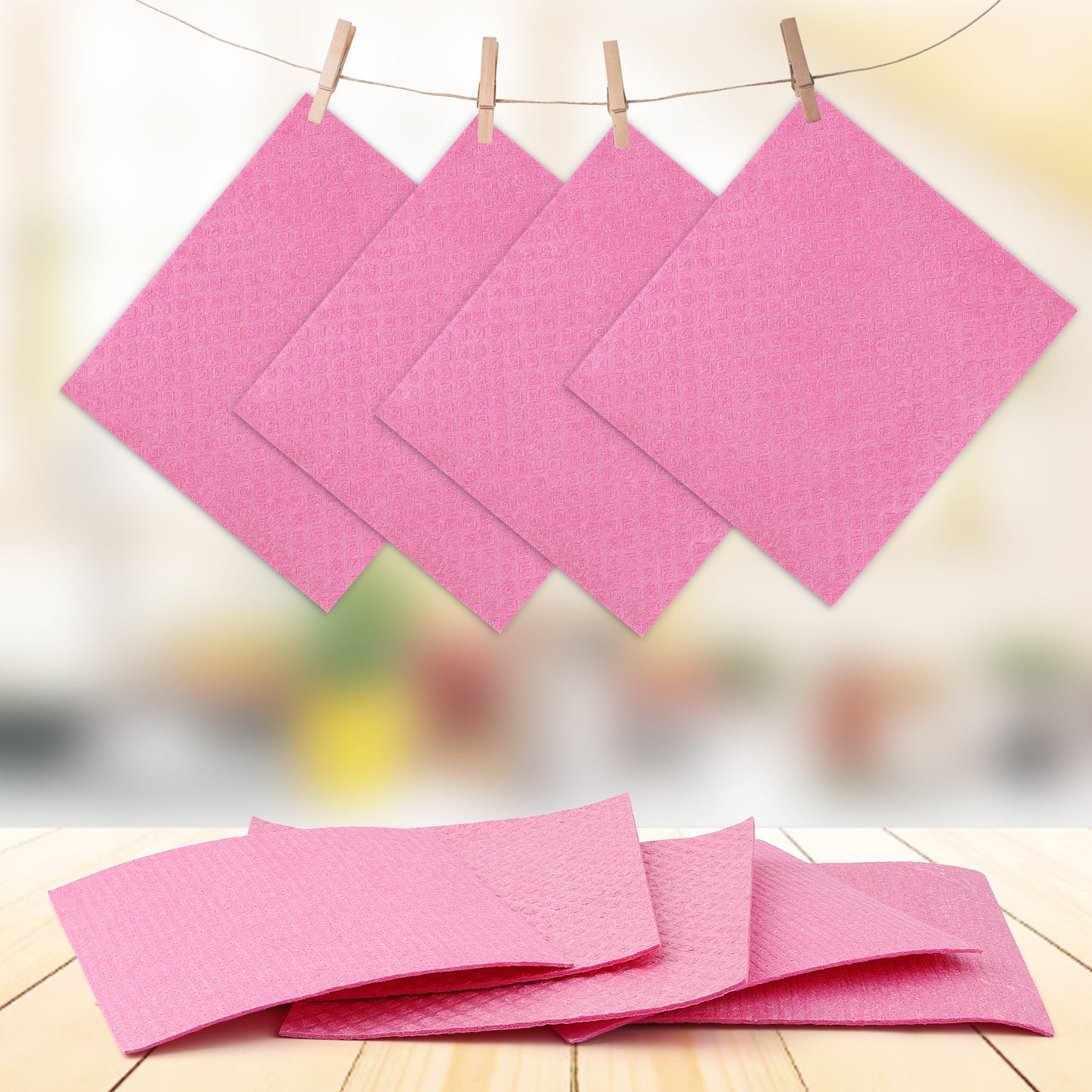 HealAge 15 Pack Swedish Dishcloths for Kitchen,Eco-Friendly Sponge Dish Cloths for Kitchen, Counters & Washing Dishes, Reusable Paper Towels Washable, Pink