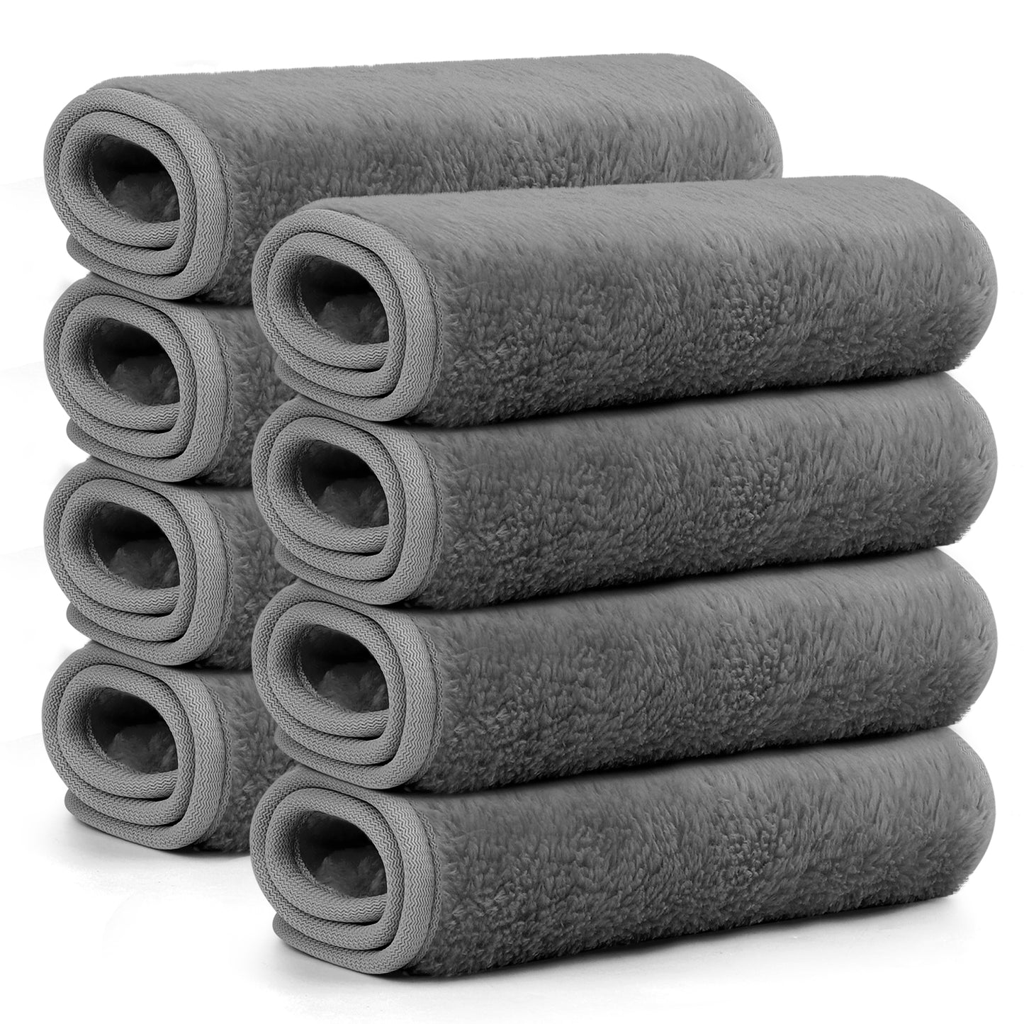 HealAge Makeup Remover Cloths Pack of 8, Soft Microfiber Facial Cleansing Cloths,13x7 inch Reusable Makeup Remover Towels for All Skin Types,Gray