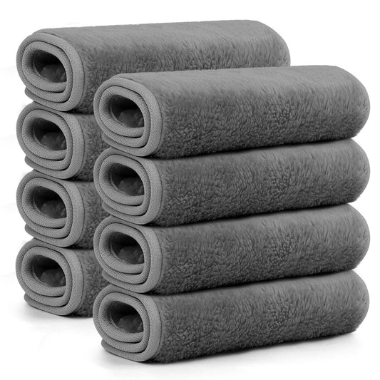 HealAge Makeup Remover Cloths Pack of 8, Soft Microfiber Facial Cleansing Cloths,13x7 inch Reusable Makeup Remover Towels for All Skin Types,Gray