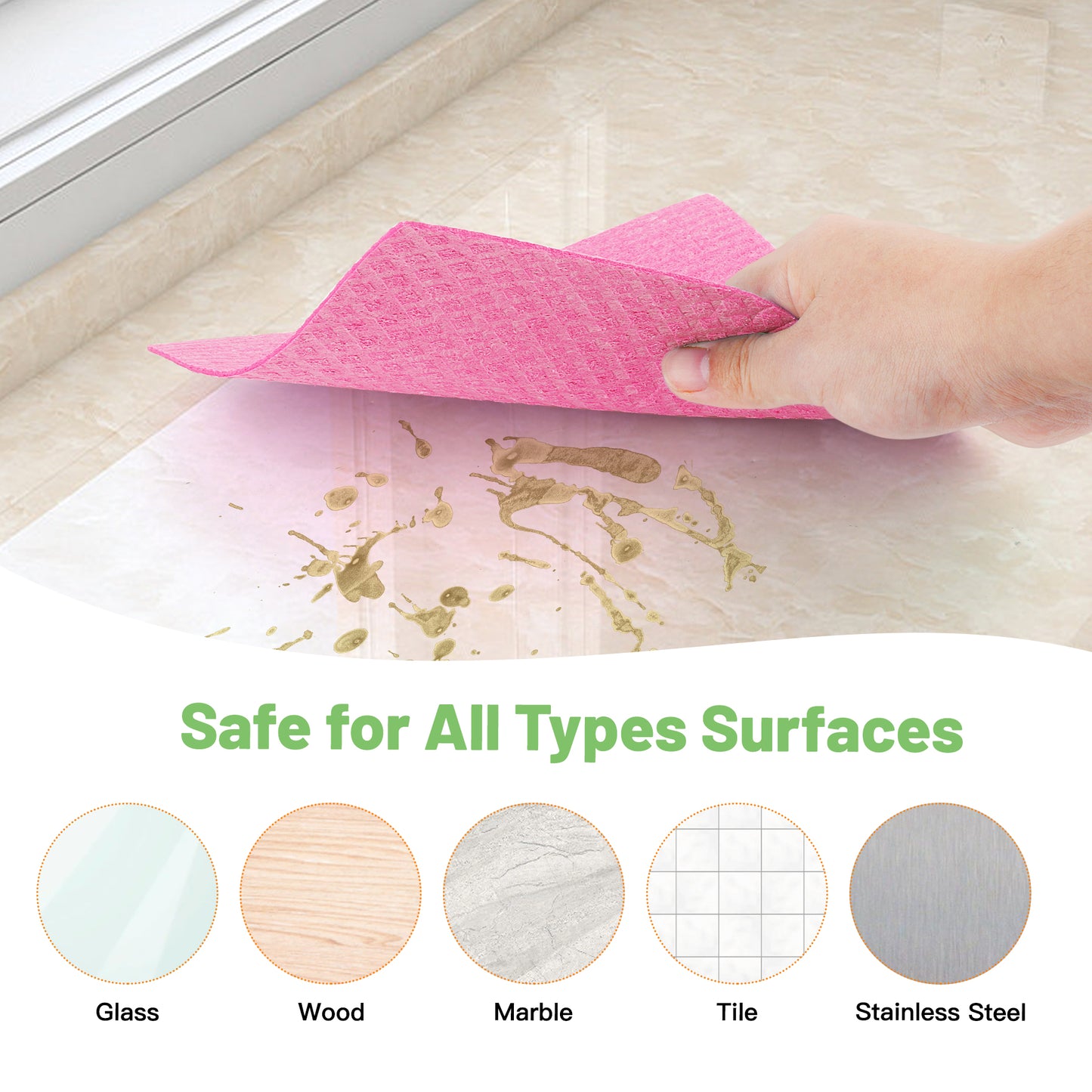 HealAge 15 Pack Swedish Dishcloths for Kitchen,Eco-Friendly Sponge Dish Cloths for Kitchen, Counters & Washing Dishes, Reusable Paper Towels Washable, Pink
