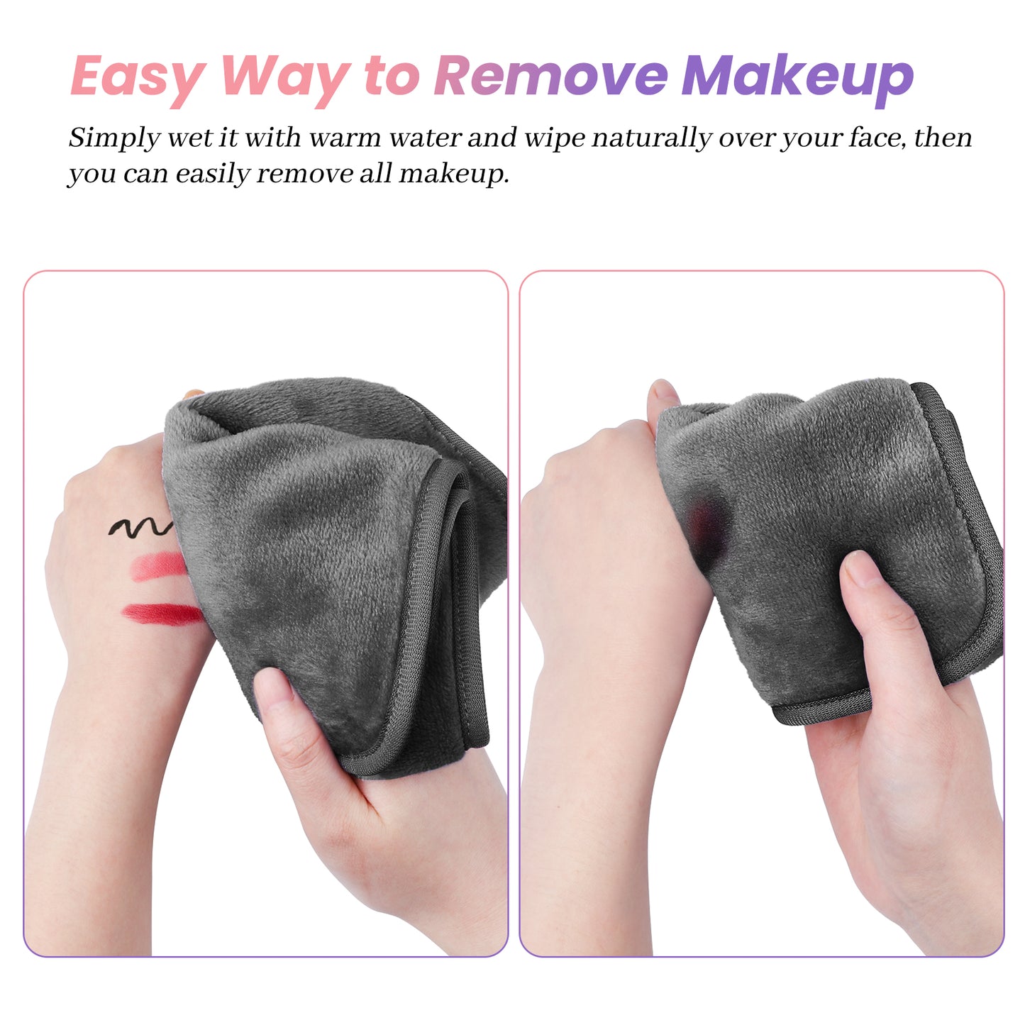 HealAge Makeup Remover Cloths Pack of 8, Soft Microfiber Facial Cleansing Cloths,13x7 inch Reusable Makeup Remover Towels for All Skin Types,Gray